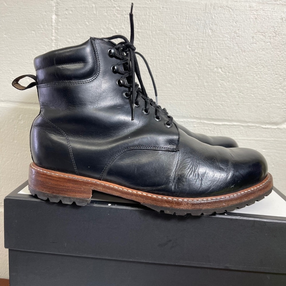 Wilcox Shiloh Black Leather Lug Goodyear Welt Ankle Boots Lace up Women's 11.5